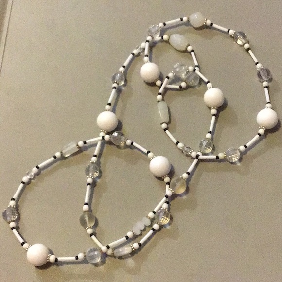 Long White Necklace, handcrafted .. 38" long .. nwot   ... #23 - Picture 1 of 4